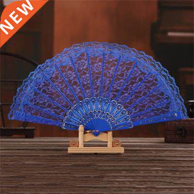 Fashion Lace Fabric Folding Hand Fan Wedding Party Home