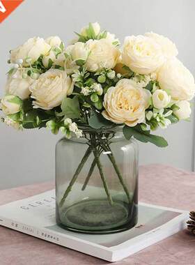 Beautiful Rose Peony Artificial Silk Flowers Small White Bou