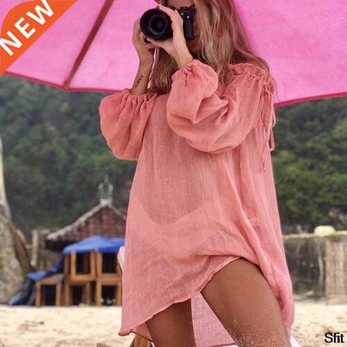 Chiffon Beach Dress ver Up 2022 New Long Sleeve Beachwear Of