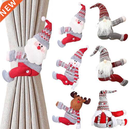 Santa Claus Elk Windows Christmas Curtain Decor Merry