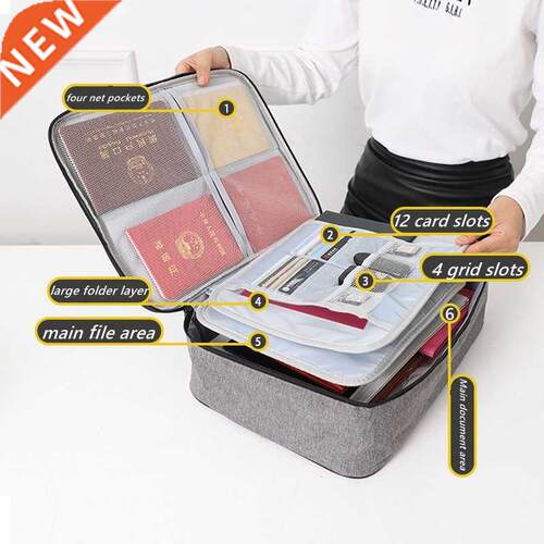 Square Multi-Layer Document Storage Bag Certificate File Pas