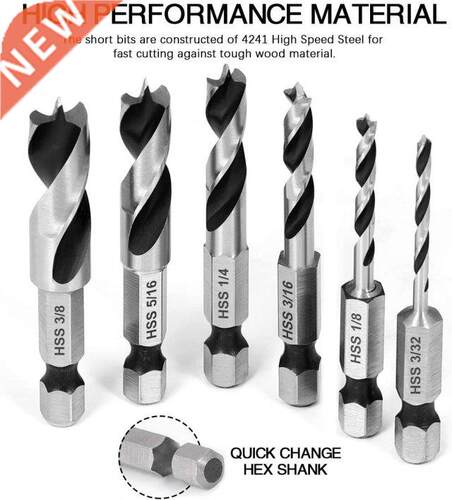 1/4-Inch Quick Change Hex Shank Drill Bit Set Reamer Woodwor