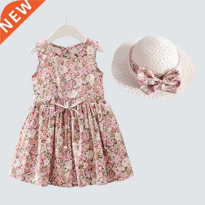2PCS/Set Girls Dress +Hat Cotton Comfortable Children's Dres