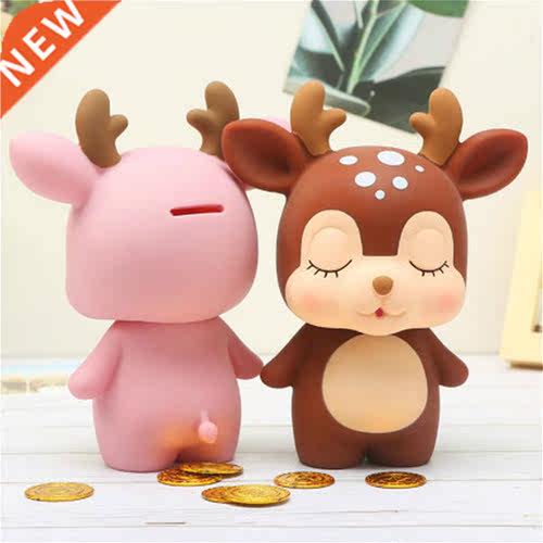 Creative Resin Coin Piggy Bank Cartoon Deer-shaped Piggy Ban
