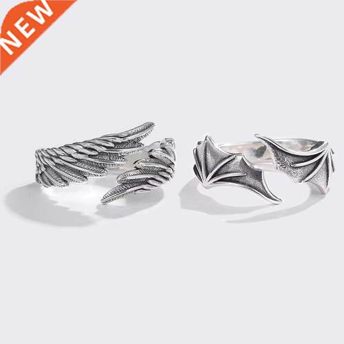 Angel Demon Wing Couples Rings for Women Hip Hop Rings Open