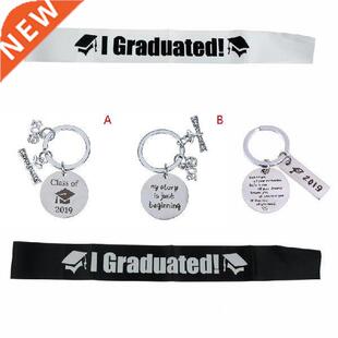Black White I Graduated Satin Sash Single Sided Graduate