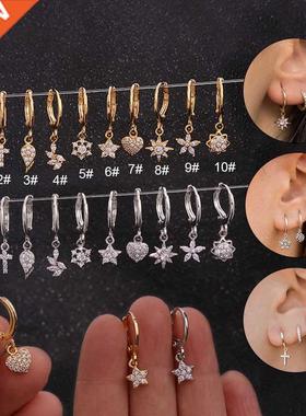 2022 rend 1Pc Gold Silver Color Hoop Stainless Steel Zircon