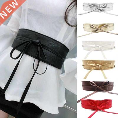 Ladies Bowknot Belt New Lace-up pu Belt Fashion Metallic Sof