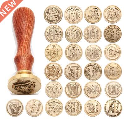 Retro Wood Stamp Classic 26 Letter A-z Alphabet Initial Seal