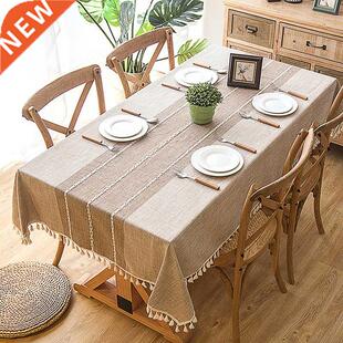 Cotton Linen Tablecloths, Wrinkle Free Anti-Fading Table Clo