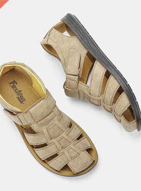 Lether Men Sndls Csul Bech Comfortble Sndls Summer