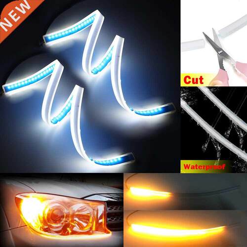 2x 60cm White Yellow Sequential Flexible LED DRL Daylight H