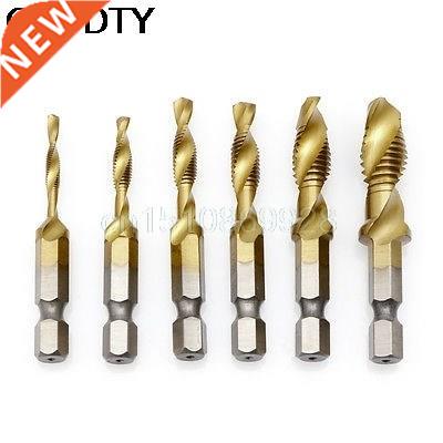 6 x M3-M10 Hex Shank Ttanum Plated HSS Hand Screw Thread M