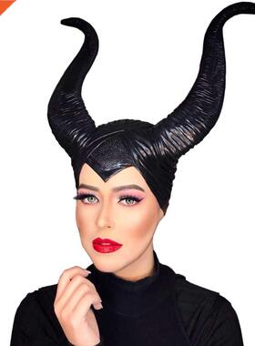 Girls Horns Hat Black Queen Cosplay Headpiece Women Hallowee