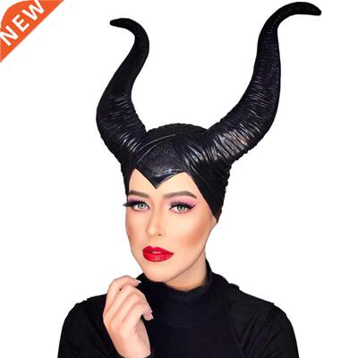 Girls Horns Hat Black Queen Cosplay Headpiece Women Hallowee