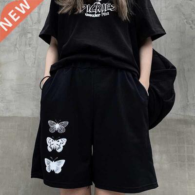 Women Summer print Shorts Solid Wide-leg Knee-length Harajuk