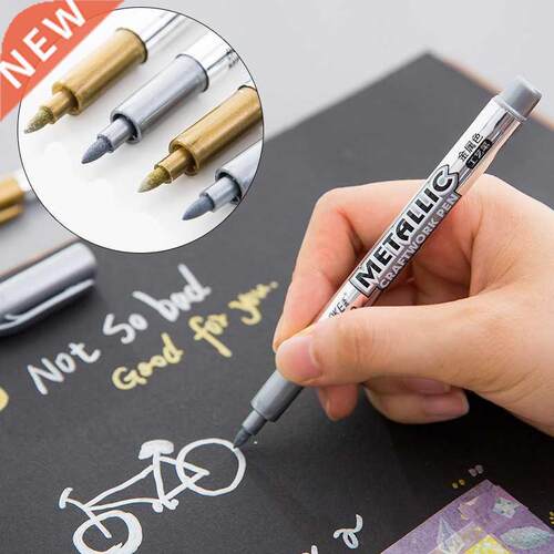 2pcs/lot Gold Silver Metallic Color Pen  Paper Tag Photo