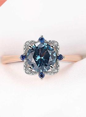 925 Sterling Silver az Ring Created Gemstone Rose Gold Pl