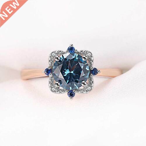925 Sterling Silver az Ring Created Gemstone Rose Gold Pl