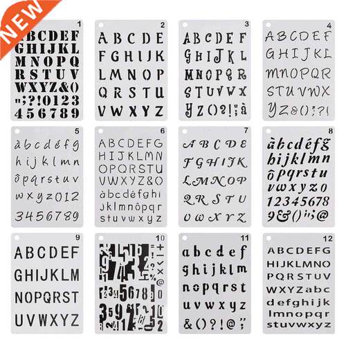 12 Pcs Letters Number Alphabet Stencils Template Plastic Pla