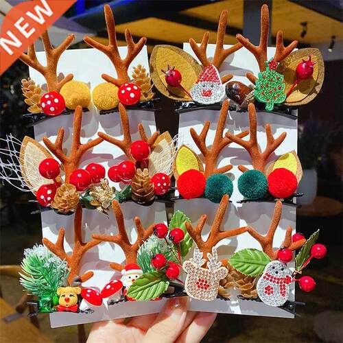 New Christmas Antler Hair Clips Deer Ear Hairpins Christmas