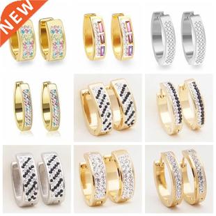 27 Styles New Rhinestone Crystal Hoop Earrings for Women Men