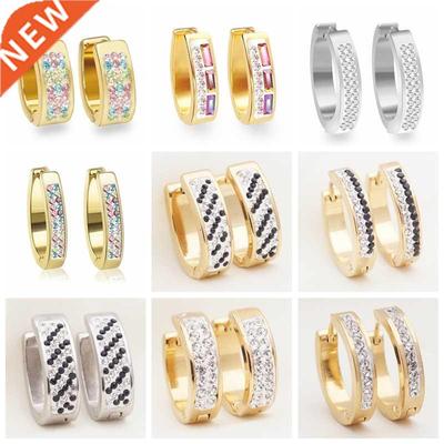 27 Styles New Rhinestone Crystal Hoop Earrings for Women Men