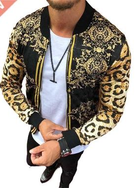Newest Men's Zipper Jacket Print Leopard Slim Fit 2022 Sprin