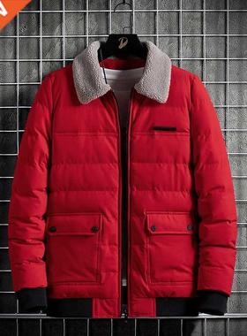 Men's Thick Parka Casual Classic Warm Winter Male Solid Colo
