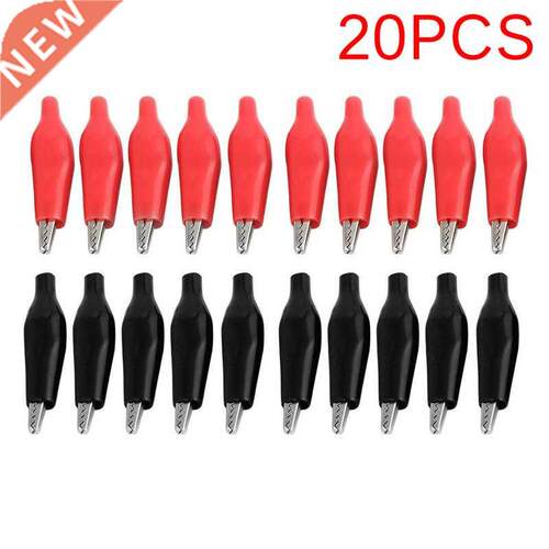 20 Pcs Red Soft Coted Testing Probe lligtor Clips Crocodi