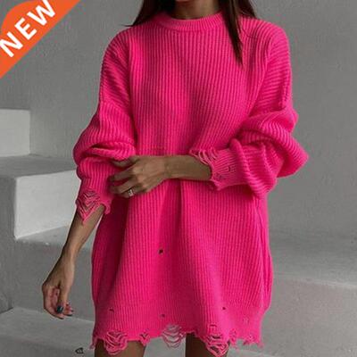 2021 Y2K Women's Oversized Sweater Knitted Green O Neck
