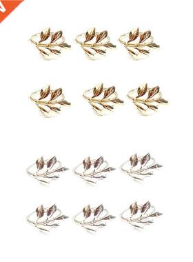 6Pcs Fall Leaves Napkin Rings Christening Metal Wedding Gift