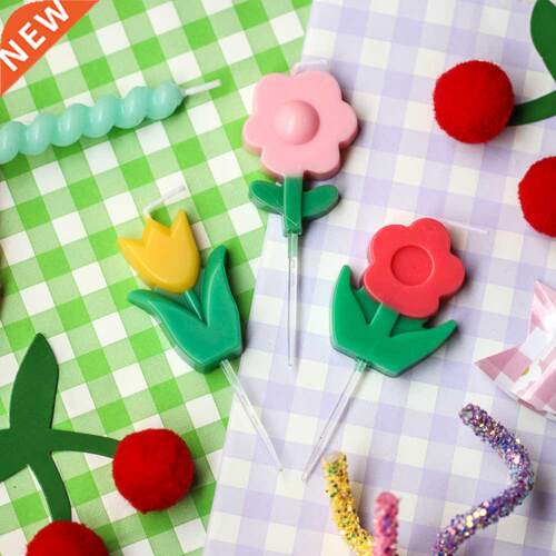 Baking Decoration Tulip Flower Color Candle Set Cake Topper