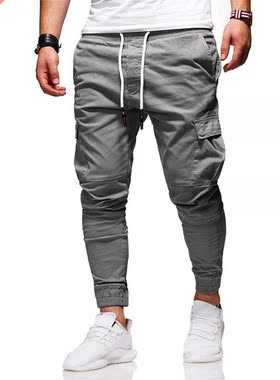Mens Cargo Casual Solid Multi-pocket Trousers Pants Plus Siz