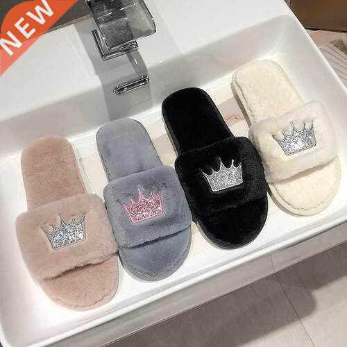 Slippers Women 2021 Womens Fur Slippers Winter Shoes Big Siz