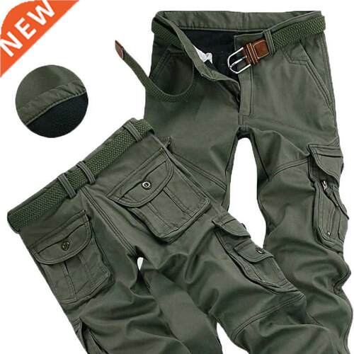 Men's Winter Pant Thick Warm Cargo Pant Casual Fleece Pocket