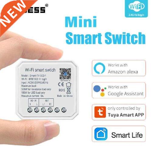 AUBESS WiFi Tuya Smart Light Switch 1/2 Gang DIY Mini