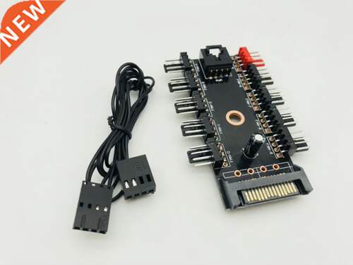 Newest 1 to 10 Black PC Cooler Cooling Fan Hub Splitter Cab