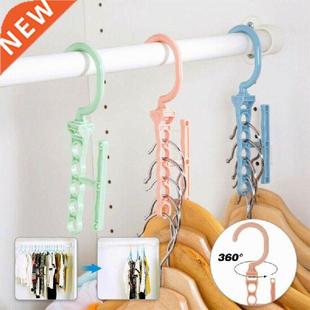 2PCS 5 Holes Clothes Hangers Storage Rack Practical Closet