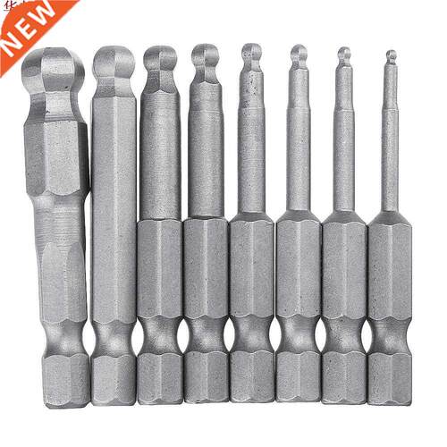 8pcs 50mm S2 Magnetic Ball Screwdriver Bits H1.5/2/2.5//4/5