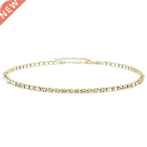 Minimlist Stinless Steel Thin Shining Crystl Choker For W