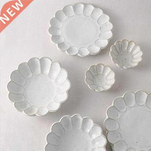 Dinner Plates Retro Flower Shape Ceramic Tableware Creative