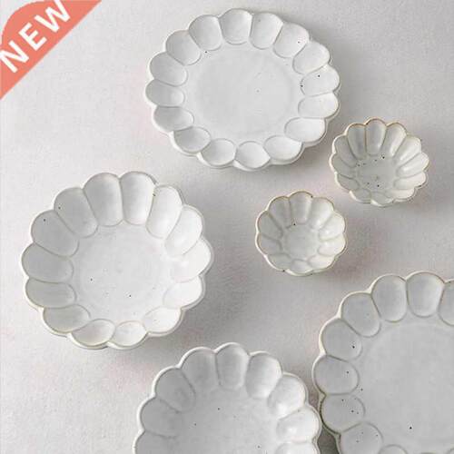 Dinner Plates Retro Flower Shape Ceramic Tableware Creative