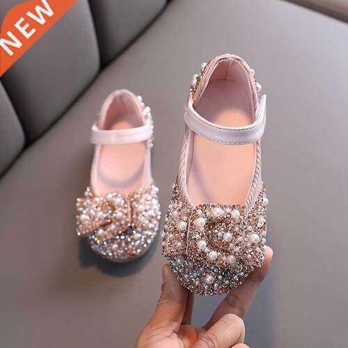 2022 New Childrens Shoes Pearl Rhinestones Shining Kids Prin