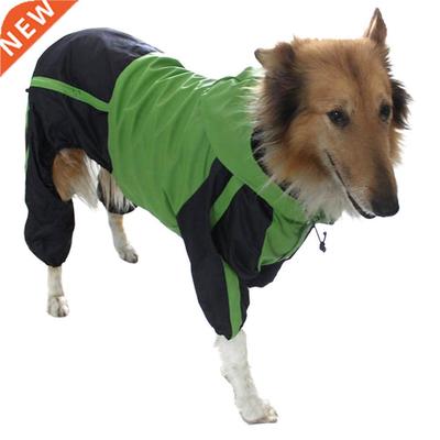 Pet Raincoat Hooded Design Breathable Waterproof Dog Four-le