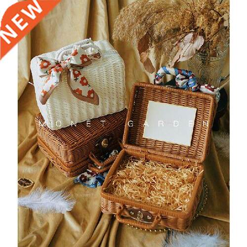 Elegant Handle Gift Box Ribbon Empty Material Vintage