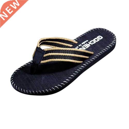 SIKETU Slipper Men Bath Stripe Flip Flops Shoes Sandals Male