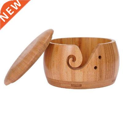 Wooden Yarn Bowl Knitting Wool Holder Yarn Storage Round