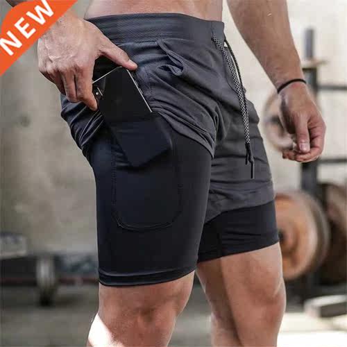 Men's Running orts Mens 2 in 1 Sports orts Male double-d