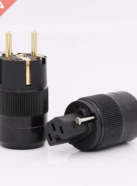 Unprint High End 24K Gold Plated Schuko AC power plug+IEC po